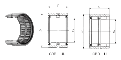 英制滾針軸承，帶密封GBR 101816UU圖紙