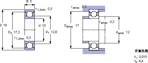 SKF61800-2Z軸承圖紙