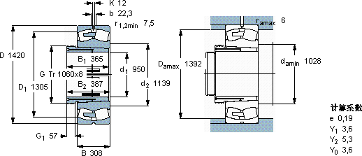 SKF230/1000 CAKF/W33 + AOH 30/1000軸承圖紙