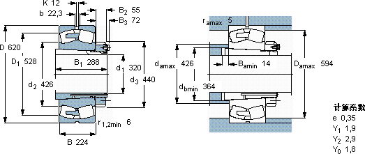 SKF23268 CAK/W33 + OH 3268 H *軸承圖紙
