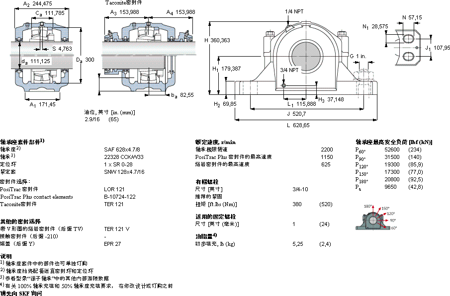 SKFSAF 22628x4.7/8軸承圖紙