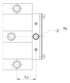 INA夾緊單元 RUKS55-D-A-SO, 直線循環(huán)滾柱軸承及導(dǎo)軌組件，油聯(lián)結(jié)器在上面