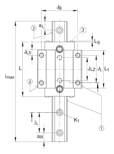 INA滑塊 RWU45-E-KT-L, 用于直線循環(huán)滾子軸承及導軌組件中鏈引導的長系列滑塊，油或脂潤滑