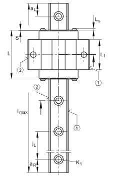 INA球單軌引導(dǎo)系統(tǒng) KUVE35-B-EC, 擴(kuò)展的互換性，短系列滑塊，四排；可提供耐腐蝕設(shè)計(jì)