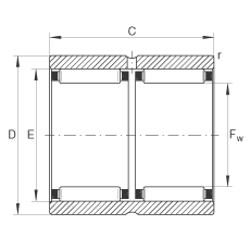 INA滾針軸承 RNAO50X65X40-ZW-ASR1, 無擋邊，雙列