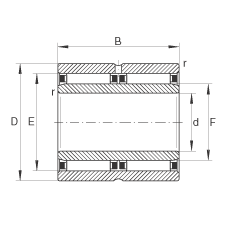 INA滾針軸承 NAO30X45X26-ZW-ASR1, 無擋邊，雙列