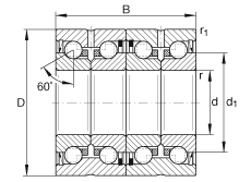 INA推力角接觸球軸承 ZKLN2052-2RS-2AP, 配對(duì)，雙向，兩側(cè)唇密封