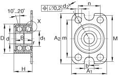 INA角接觸球軸承單元 ZKLR0828-2Z, 雙向，螺釘安裝，兩側(cè)間隙密封