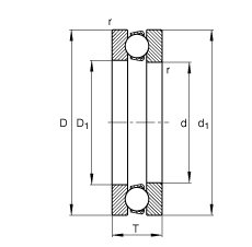 FAG推力深溝球軸承 51148-MP, 根據(jù) DIN 711/ISO 104 標(biāo)準(zhǔn)的主要尺寸，單向，可分離