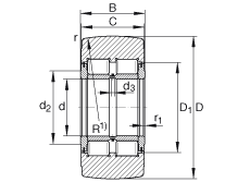 INA支撐型滾輪 NNtr60X150X75-2ZL, 滿裝滾子，軸向引導(dǎo)，兩側(cè)唇密封