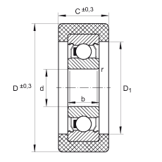 INA滾輪 KLRZ10X30X10-2Z, 帶塑料箍，兩側密封