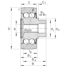 INA螺栓型滾輪 ZL5205-DRS, 雙列，單側(cè)唇密封