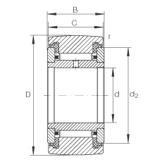 INA支撐型滾輪 NAtr40-PP, 軸向引導(dǎo)，兩側(cè)用推力滑動(dòng)墊圈