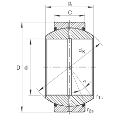 INA關(guān)節(jié)軸承 GE280-FO-2RS, 根據(jù) DIN ISO 12 240-1 標準, 需維護，兩側(cè)唇密封