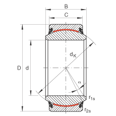 INA關(guān)節(jié)軸承 GE80-UK-2RS, 根據(jù) DIN ISO 12 240-1 標準, 免維護，兩側(cè)唇密封