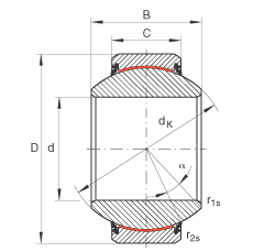 INA關(guān)節(jié)軸承 GE180-FW-2RS, 根據(jù) DIN ISO 12 240-1 標(biāo)準(zhǔn), 免維護(hù)，兩側(cè)唇密封