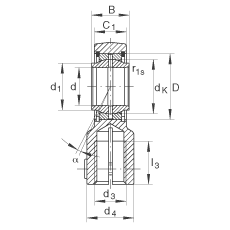 INA液壓桿端軸承 GIHNRK12-LO, 根據(jù) DIN ISO 12 240-4 標(biāo)準(zhǔn)，帶右旋螺紋夾緊裝置，需維護