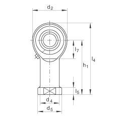INA桿端軸承 GIKL25-PB, 根據(jù) DIN ISO 12 240-4 標(biāo)準(zhǔn)，帶左旋內(nèi)螺紋，需維護(hù)