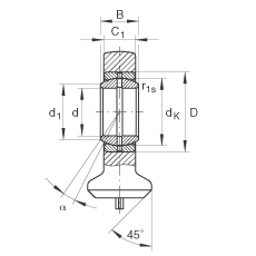 INA液壓桿端軸承 GK15-DO, 根據(jù) DIN ISO 12 240 標準，帶焊接面，需維護