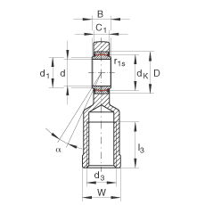 INA桿端軸承 GIL6-UK, 根據(jù) DIN ISO 12 240-4 標準，帶左旋內(nèi)螺紋，需維護