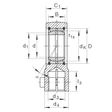 INA液壓桿端軸承 GIHRK20-DO, 根據(jù) DIN ISO 12 240-4 標(biāo)準(zhǔn)，帶右旋螺紋夾緊裝置，需維護(hù)