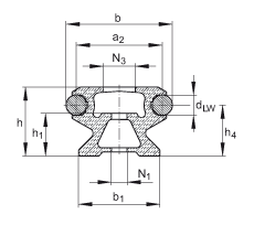 INA導(dǎo)軌 LFS42-CE, 中空截面輪廓，安裝孔為標(biāo)準(zhǔn)的一半，帶兩根軌道軸；可提供耐腐蝕設(shè)計
