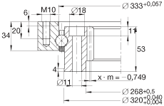 INA四點接觸球軸承 VI140326-V, 有內(nèi)齒，兩側(cè)唇密封