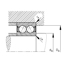 FAG角接觸球軸承 3813-B-2RSR-TVH, 雙列，雙側(cè)唇密封，接觸角 α = 25°