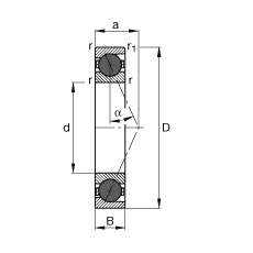 FAG主軸軸承 HCB7215-E-T-P4S, 調(diào)節(jié)，成對或單元安裝，接觸角 α = 25°，陶瓷球，限制公差