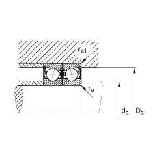 FAG主軸軸承 B7209-C-2RSD-T-P4S, 調(diào)節(jié)，成對安裝，接觸角 α = 15°，兩側(cè)唇密封，非接觸，加嚴公差