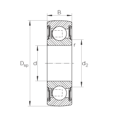 INA外球面球軸承 204-NPP-B, 球面外圈，內(nèi)圈緊配合，兩側(cè) R 型密封