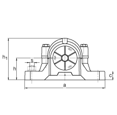 FAG直立式軸承座 SNV110-L + 22310-E1-K + H2310X111 + DH610X110, 根據(jù) DIN 736/DIN737 標(biāo)準(zhǔn)的主要尺寸，剖分，帶錐孔和緊定套的調(diào)心滾子軸承，雙唇密封，脂和油潤滑