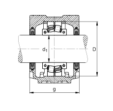 FAG直立式軸承座 SNV140-L + 222SM70-TVPA + FSV516, 根據(jù) DIN 736/DIN737 標(biāo)準(zhǔn)的主要尺寸，剖分的調(diào)心滾子軸承，毛氈密封，脂和油潤滑