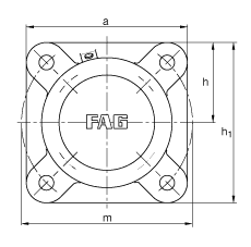 FAG法蘭式軸承座 F515-A-L + 2215-K-TVH-C3, 方形的，用于帶錐孔和緊定套的軸承，氈密封，脂潤滑