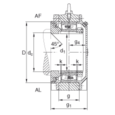 FAG直立式軸承座 BND3160-H-C-T-AL-S, 非剖分，用于帶錐孔和緊定套的軸承，軸上帶法蘭，Taconite 密封，脂潤(rùn)滑