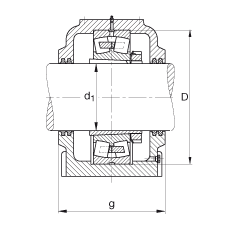 FAG直立式軸承座 SD560-N-FZ-BF-L + 22260-K-MB, 剖分，用于帶錐孔和緊定套的調(diào)心滾子軸承，毛氈密封，脂潤(rùn)滑