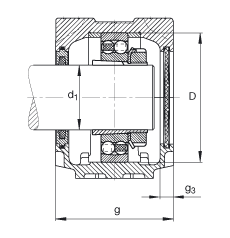 FAG直立式軸承座 SNV100-L + 2211-K-TVH-C3 + H311X115 + FSV511X115, 根據(jù) DIN 736/DIN737 標(biāo)準(zhǔn)的主要尺寸，剖分，帶錐孔和緊定套的自調(diào)心球軸承，毛氈密封，脂和油潤滑