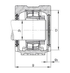 FAG直立式軸承座 SNV110-L + 22310-E1-K + H2310X111 + DH610X110, 根據(jù) DIN 736/DIN737 標(biāo)準(zhǔn)的主要尺寸，剖分，帶錐孔和緊定套的調(diào)心滾子軸承，雙唇密封，脂和油潤滑