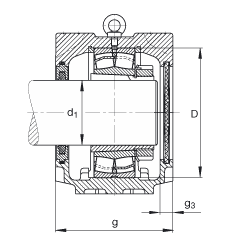 FAG直立式軸承座 SNV260-L + 22324-E1-K + H2324X404 + FSV524X404, 根據(jù) DIN 736/DIN737 標準的主要尺寸，剖分，帶錐孔和緊定套的調(diào)心滾子軸承，毛氈密封，脂和油潤滑
