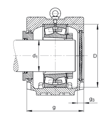 FAG直立式軸承座 SNV340-L + 22332-K-MB + H2332X507 + TSV532X507, 根據(jù) DIN 736/DIN737 標(biāo)準(zhǔn)的主要尺寸，剖分，帶錐孔和緊定套的調(diào)心滾子軸承，迷宮密封，脂和油潤滑
