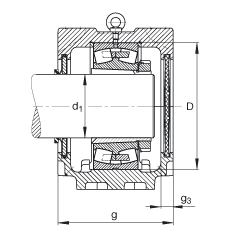 FAG直立式軸承座 SNV340-L + 22332-K-MB + H2332X507 + DHV532X507, 根據(jù) DIN 736/DIN737 標(biāo)準(zhǔn)的主要尺寸，剖分，帶錐孔和緊定套的調(diào)心滾子軸承，V 型圈密封，脂和油潤滑