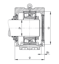 FAG直立式軸承座 SNV340-L + 22332-K-MB + H2332X508 + TCV532, 根據(jù) DIN 736/DIN737 標準的主要尺寸，剖分，帶錐孔和緊定套的調(diào)心滾子軸承，Taconite 密封，脂和油潤滑