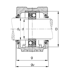 FAG直立式軸承座 SNV180-L + 1317-M + DHV317, 根據(jù) DIN 738/DIN739 標(biāo)準(zhǔn)的主要尺寸，剖分，帶圓柱孔和緊定套的自調(diào)心球軸承，V型圈密封，脂和油潤滑