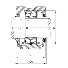FAG直立式軸承座 SNV180-L + 22317-E1 + DHV317, 根據(jù) DIN 738/DIN739 標準的主要尺寸，剖分，帶圓柱孔和緊定套的調(diào)心滾子軸承，V 型圈密封，脂和油潤滑