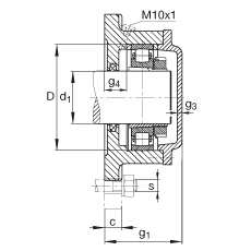 FAG法蘭式軸承座 F516-A-L + 20216-K-T-C3, 方形的，用于帶錐孔和緊定套的軸承，氈密封，脂潤滑