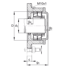 FAG法蘭式軸承座 F522-WA-L + 22222-E1-K, 方形的，用于帶錐孔和緊定套的軸承，氈密封，脂潤滑